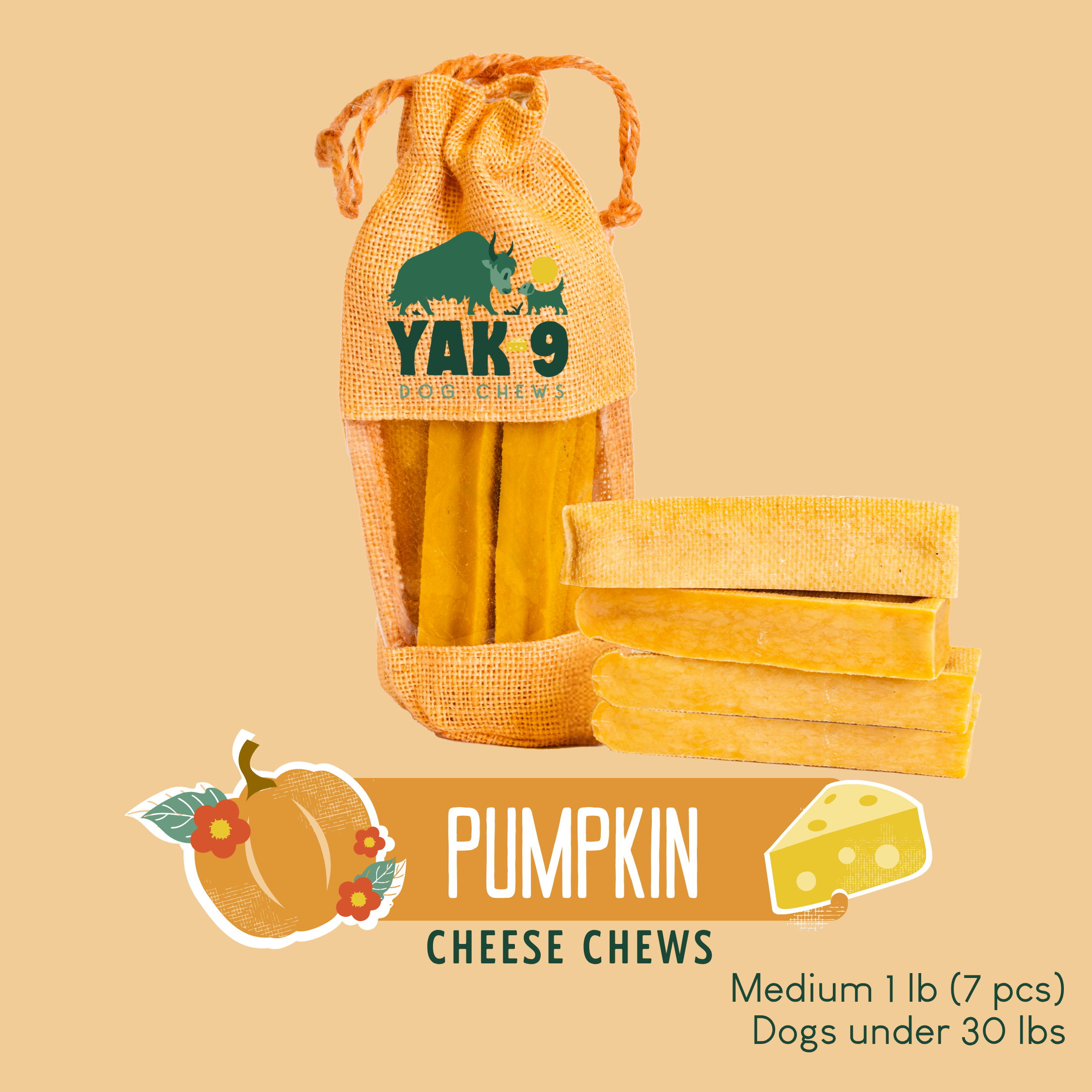 Pumpkin Cheese Chews for Dogs - Elite Pet Collective