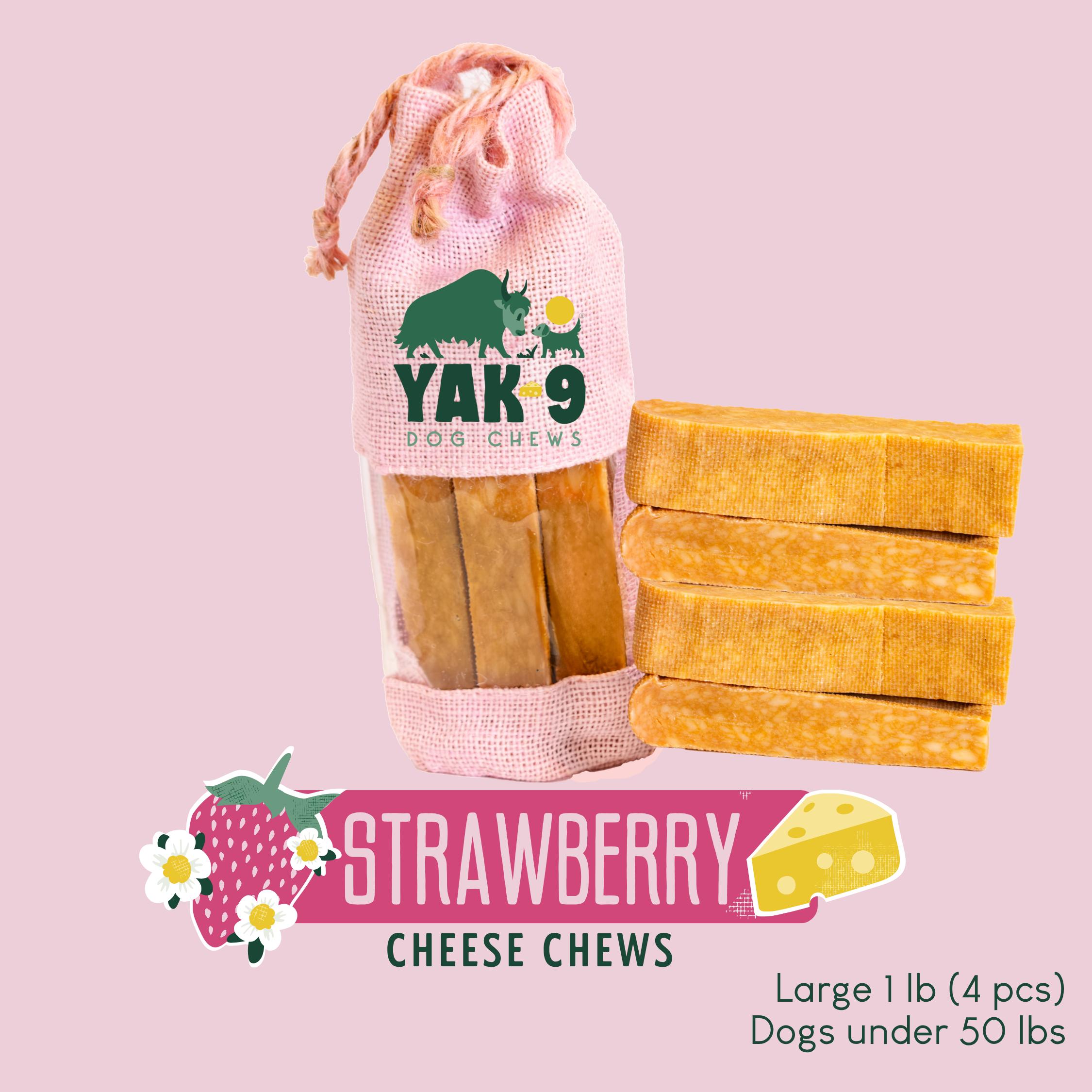 Strawberry Cheese Chews for Dogs - Elite Pet Collective