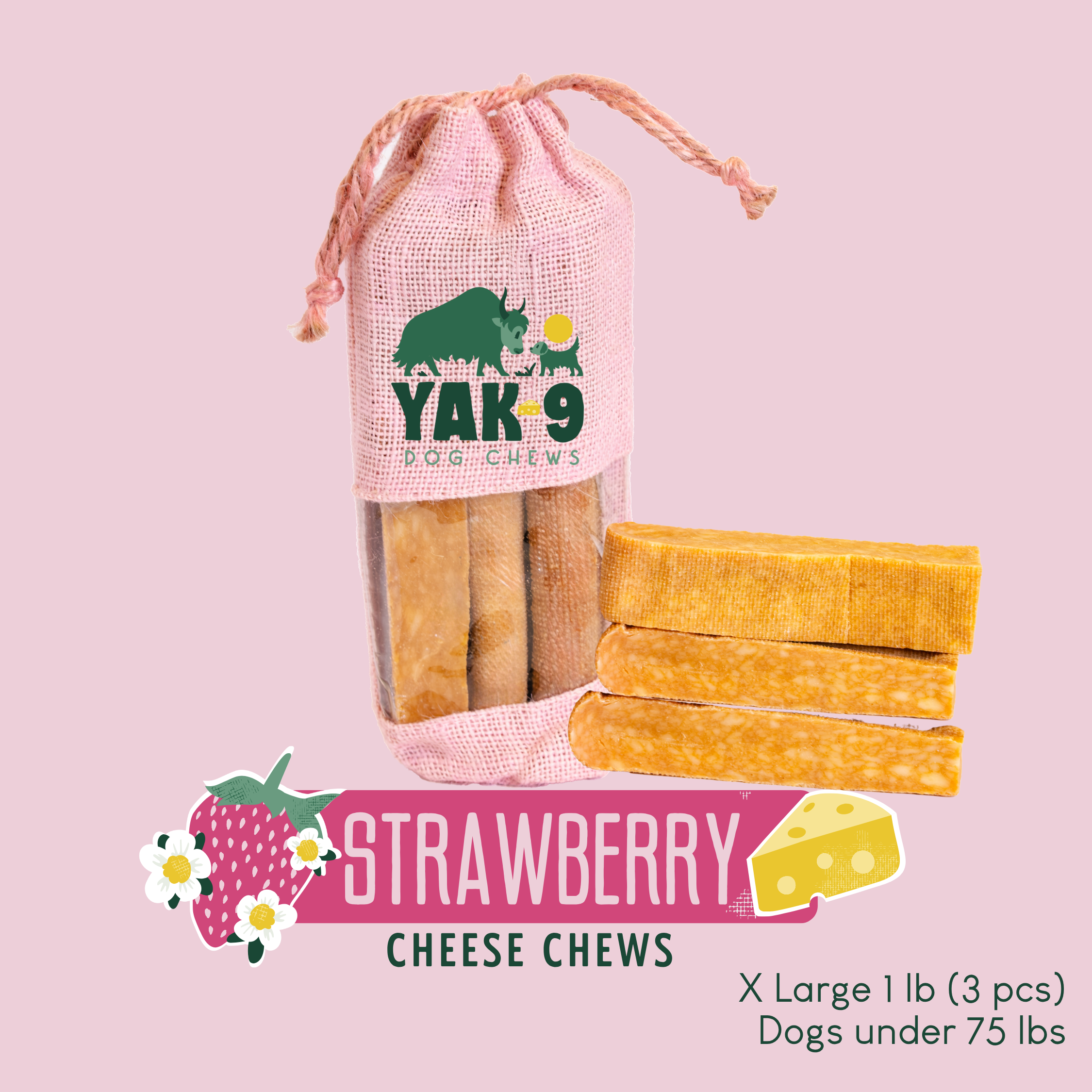 Strawberry Cheese Chews for Dogs - Elite Pet Collective