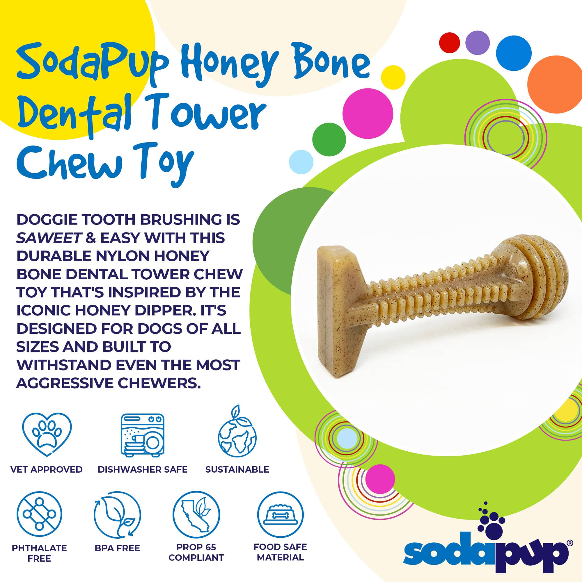 Honey Bone Dental Tower Nylon Chew Toy for Aggressive Chewers | USA Made - Elite Pet Collective