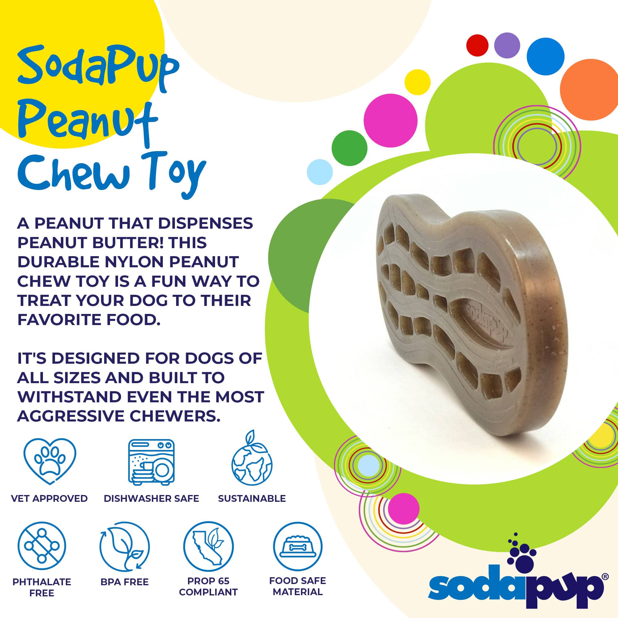 Peanut Nylon Dog Chew Toy | Ultra-Durable for Aggressive Chewers | SodaPup - Elite Pet Collective