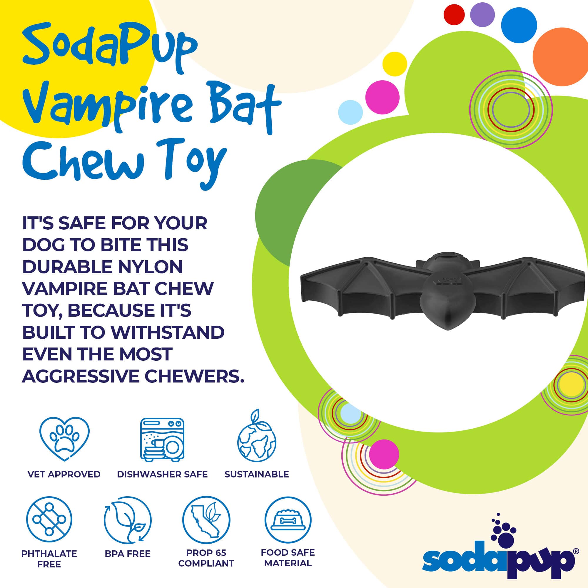 Vampire Bat Nylon Dog Chew Toy for Aggressive Chewers | USA Made & FDA Compliant - Elite Pet Collective