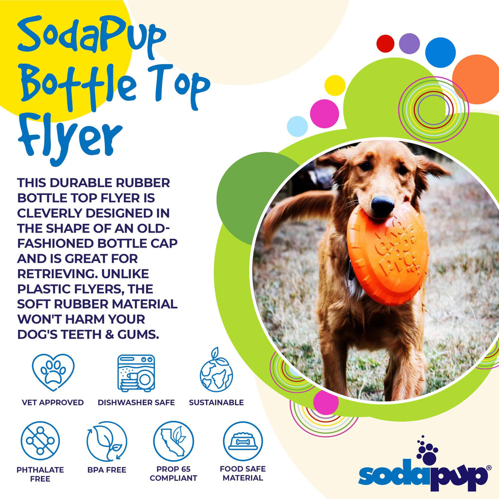 Bottle Top Flyer Rubber Frisbee for Dogs | Orange | Vet Approved | USA Made - Elite Pet Collective