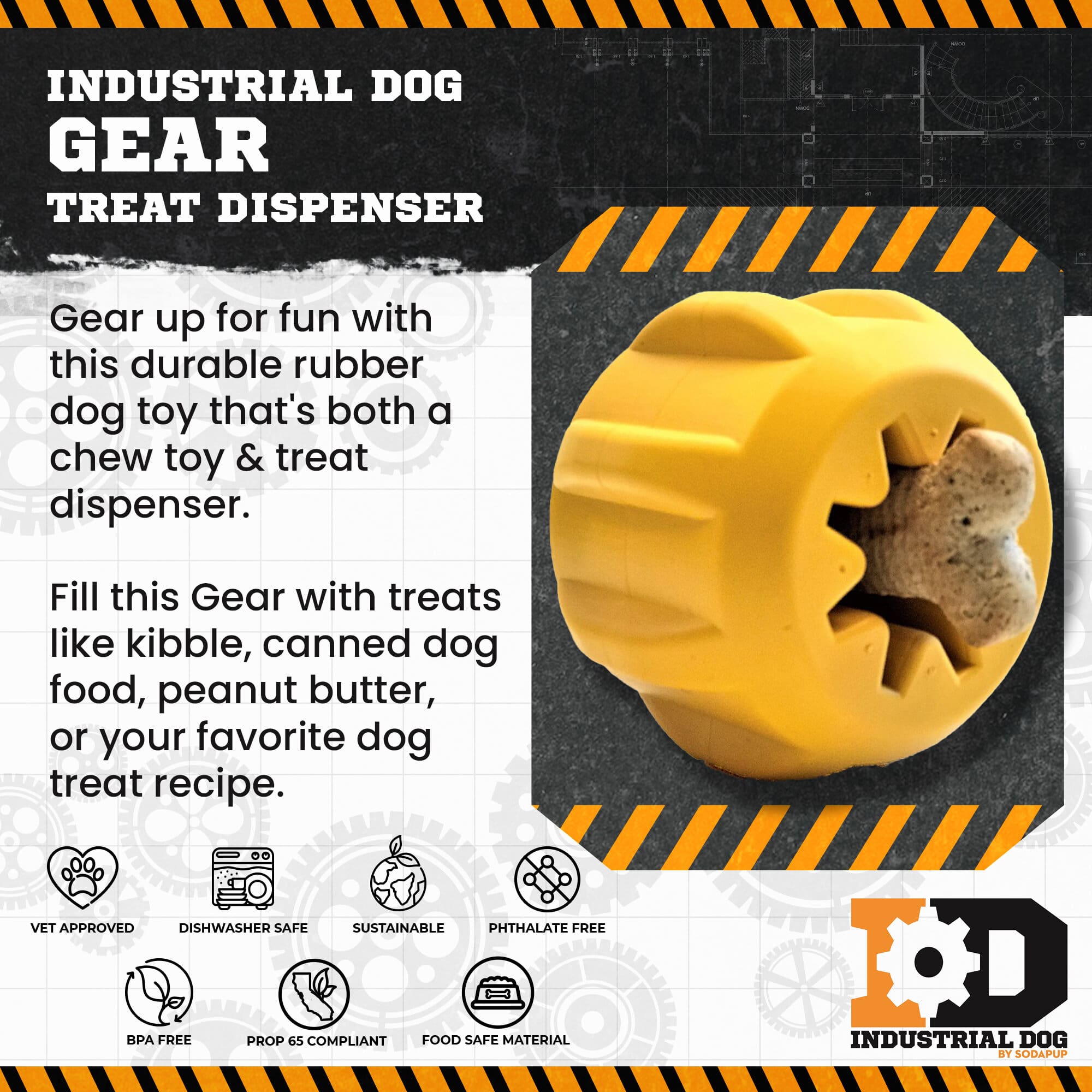 Gear eDispenser Yak Chew Holder - Durable Rubber Treat Pocket | USA Made - Elite Pet Collective