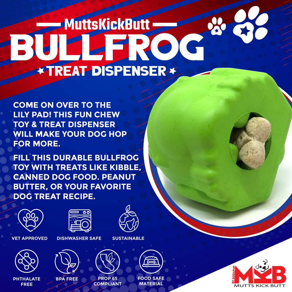Bull Frog Dog Chew Toy & Treat Dispenser - USA Made | SodaPup - Elite Pet Collective