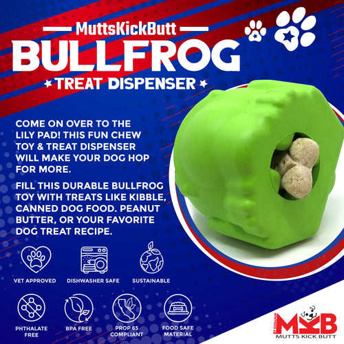 Bull Frog Dog Chew Toy & Treat Dispenser - USA Made | SodaPup - Elite Pet Collective