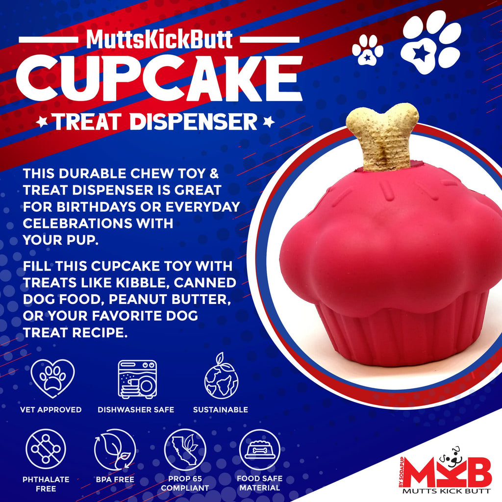 Cupcake eDispenser - Durable Rubber Chew Toy & Treat Dispenser | USA Made - Elite Pet Collective