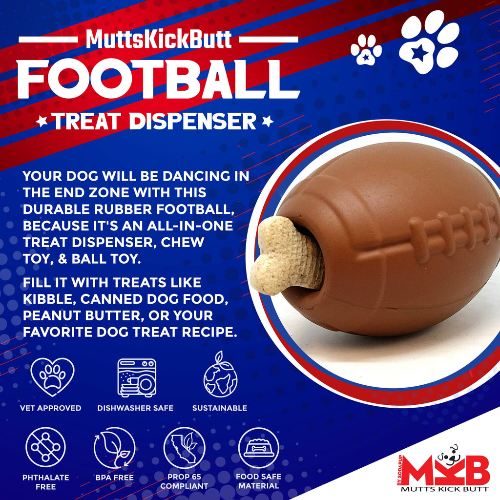 Football Dog Chew Toy & Treat Dispenser - USA Made | SodaPup - Elite Pet Collective