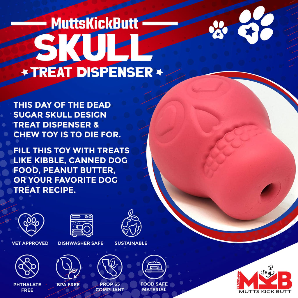 Sugar Skull Dog Chew Toy & Treat Dispenser - USA Made | SodaPup - Elite Pet Collective