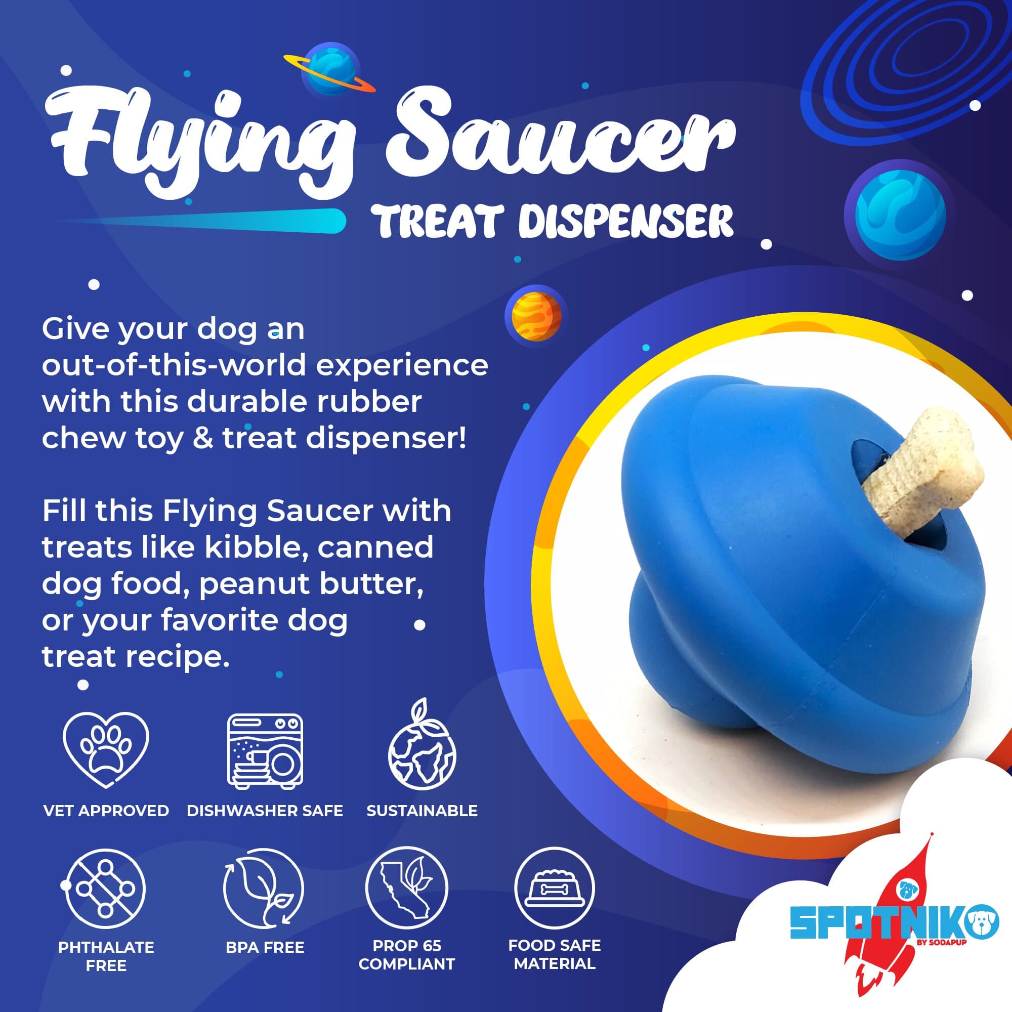 Flying Saucer Dog Toy - Durable UFO Chew Toy & Treat Dispenser | USA Made - Elite Pet Collective
