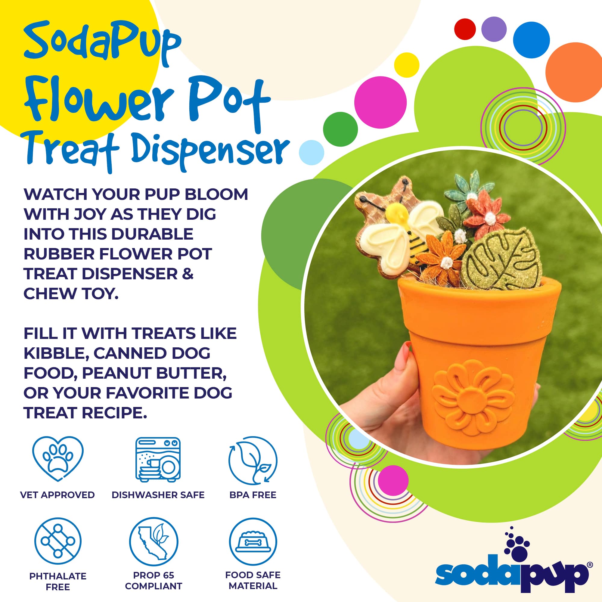 Large Flower Pot eCup Dog Treat Dispenser | Durable USA-Made Enrichment Toy | SodaPup - Elite Pet Collective