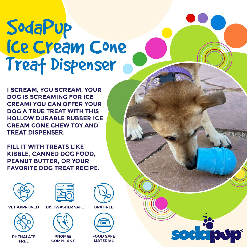 Ice Cream Cone Rubber Dog Chew Toy for Power Chewers | USA Made | SodaPup - Elite Pet Collective