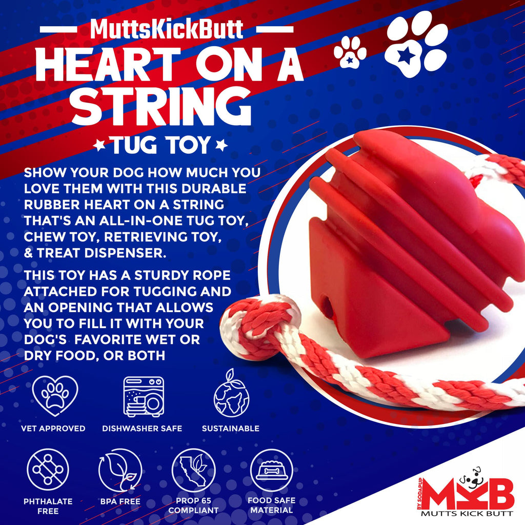 Heart on a String Dog Toy - Durable Rubber Tug Toy for Large Dogs | USA Made - Elite Pet Collective