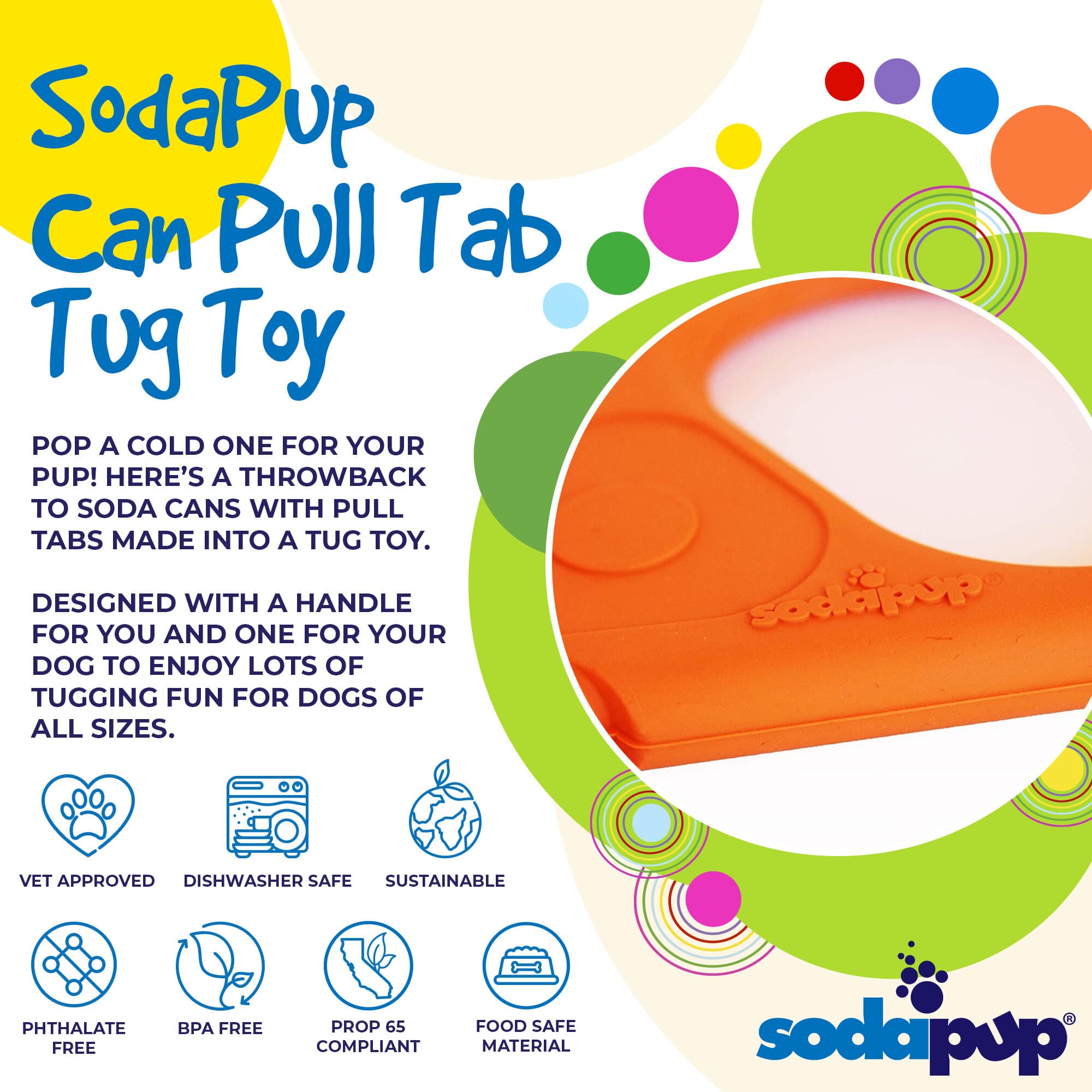 Pop Top Rubber Tug Toy for Interactive Play | Heavy Chewers | USA Made | SodaPup - Elite Pet Collective