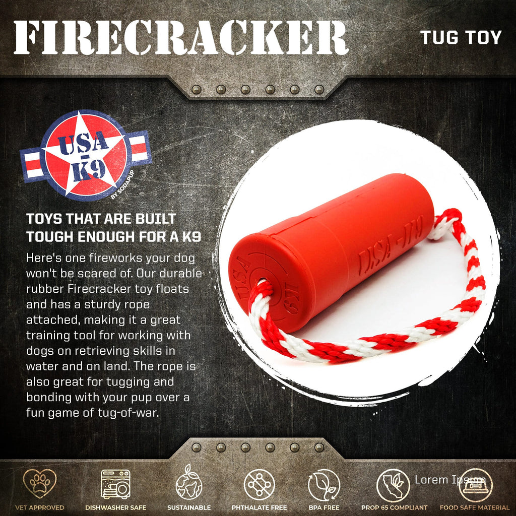 USA-K9 Firecracker Floating Training Dummy | K9 Handler Reward Toy | Red | USA Made - Elite Pet Collective