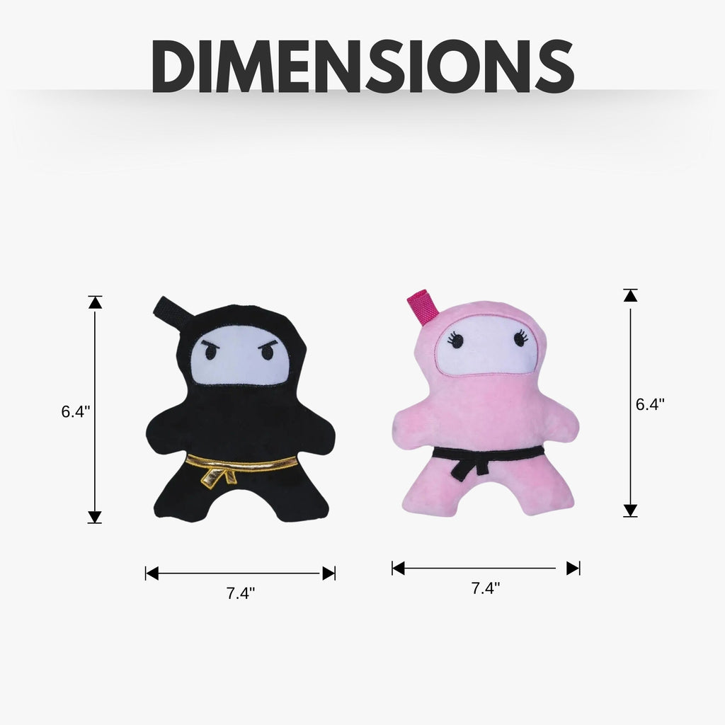 Pink & Black Ninja Love Plush Dog Toy Gift Set – with Squeaker & Crinkle Paper for Fun Play - Elite Pet Collective
