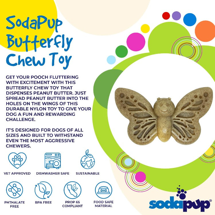 Butterfly Nylon Chew & Enrichment Toy | 2-in-1 for Aggressive Chewers | SodaPup - Elite Pet Collective