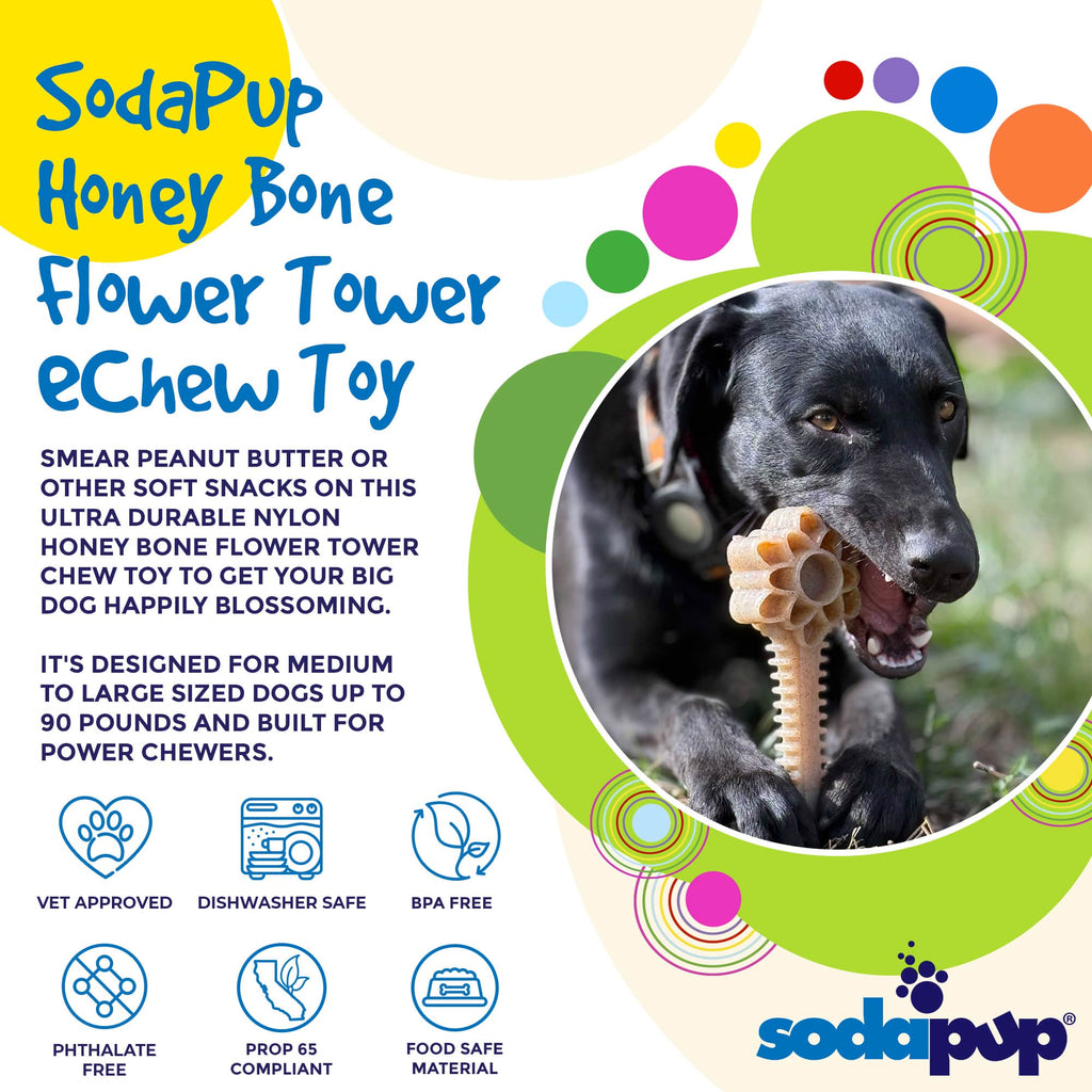 Honey Bone Dental Flower Tower - Indestructible Nylon Dog Chew Toy XL | USA - Elite Pet Collective
