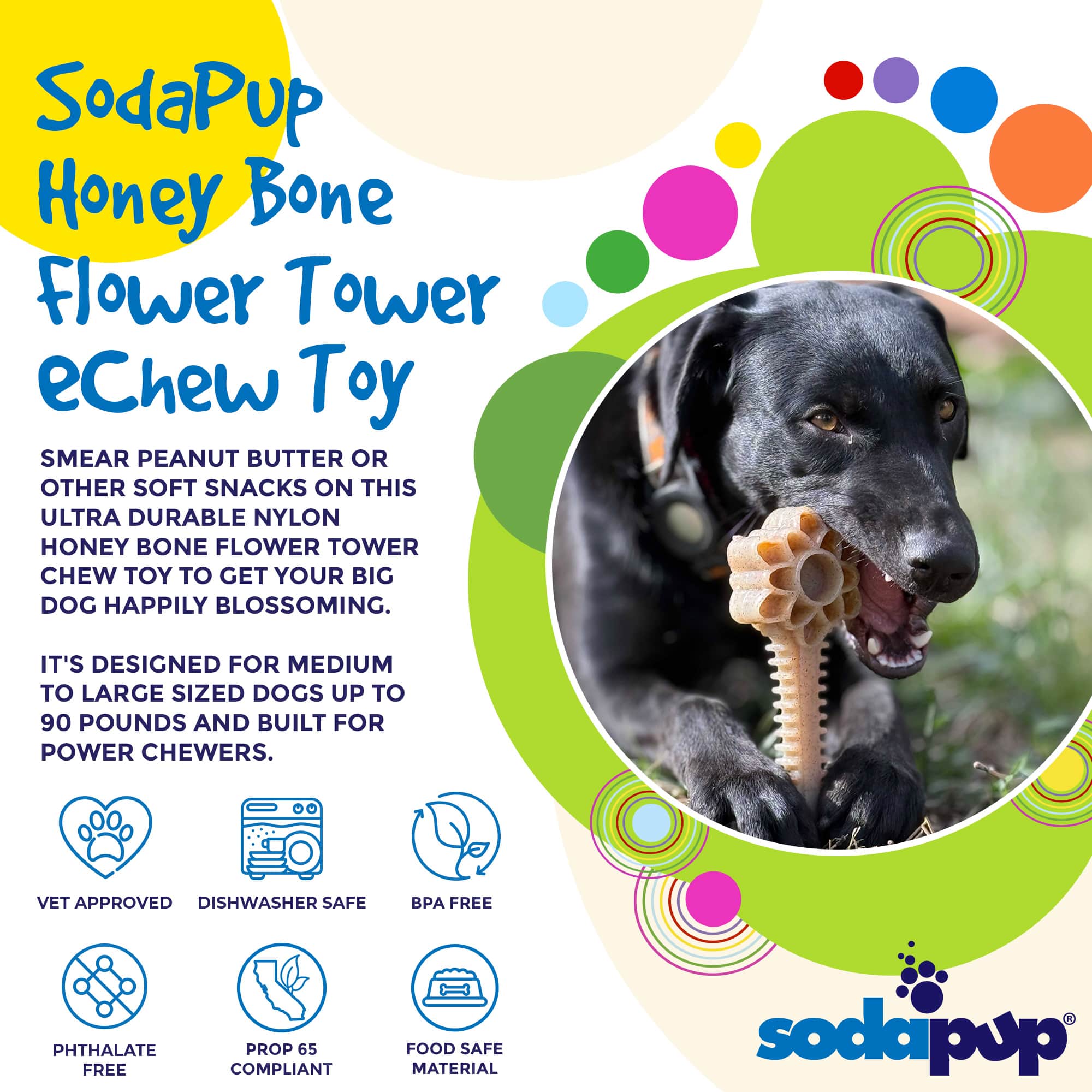 Honey Bone Dental Flower Tower - Indestructible Nylon Dog Chew Toy XL | USA - Elite Pet Collective