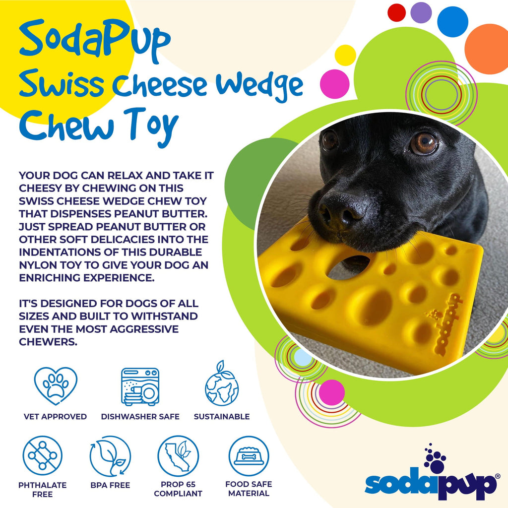 Swiss Cheese Wedge Nylon Dog Chew Toy for Aggressive Chewers | SodaPup - Elite Pet Collective