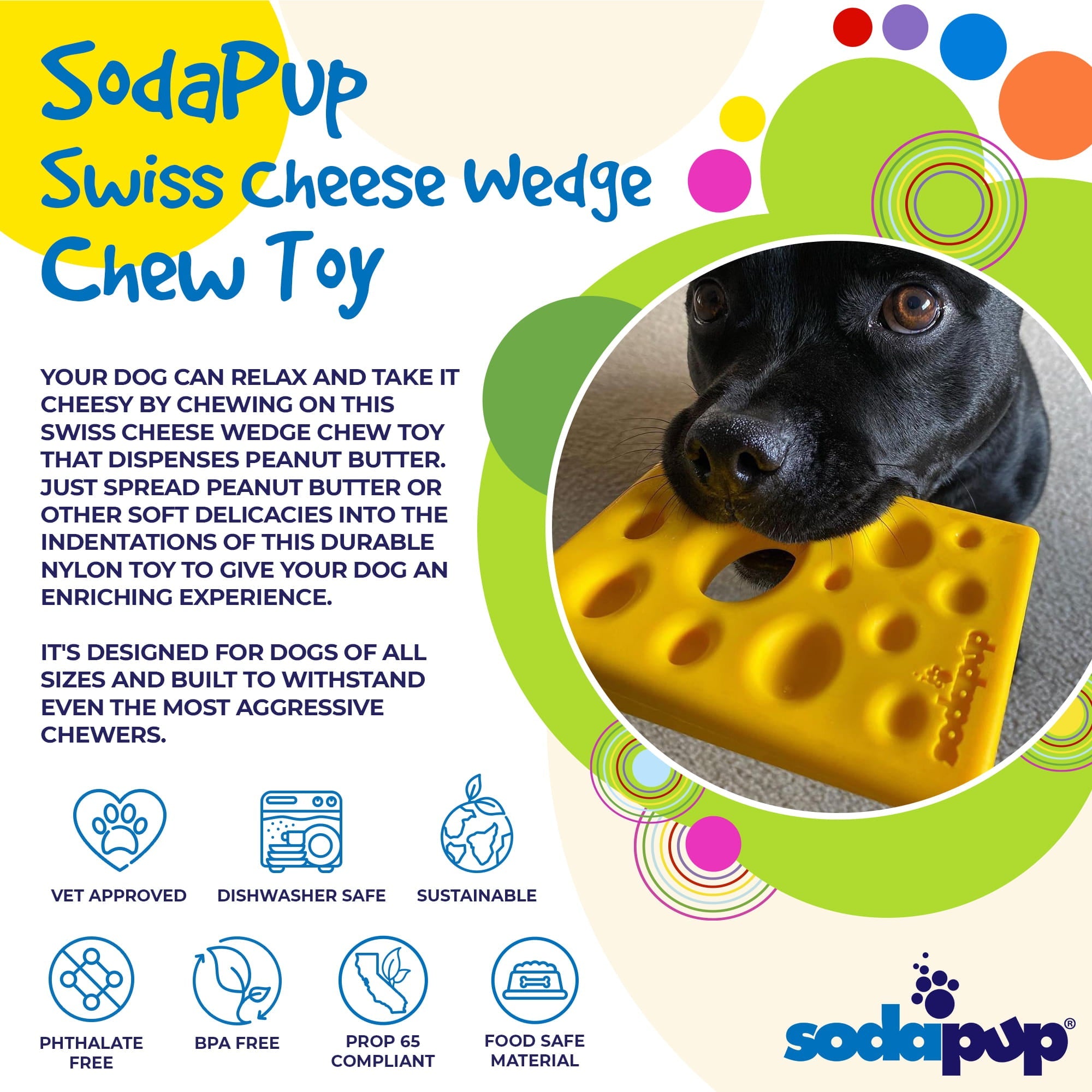 Swiss Cheese Wedge Nylon Dog Chew Toy for Aggressive Chewers | SodaPup - Elite Pet Collective