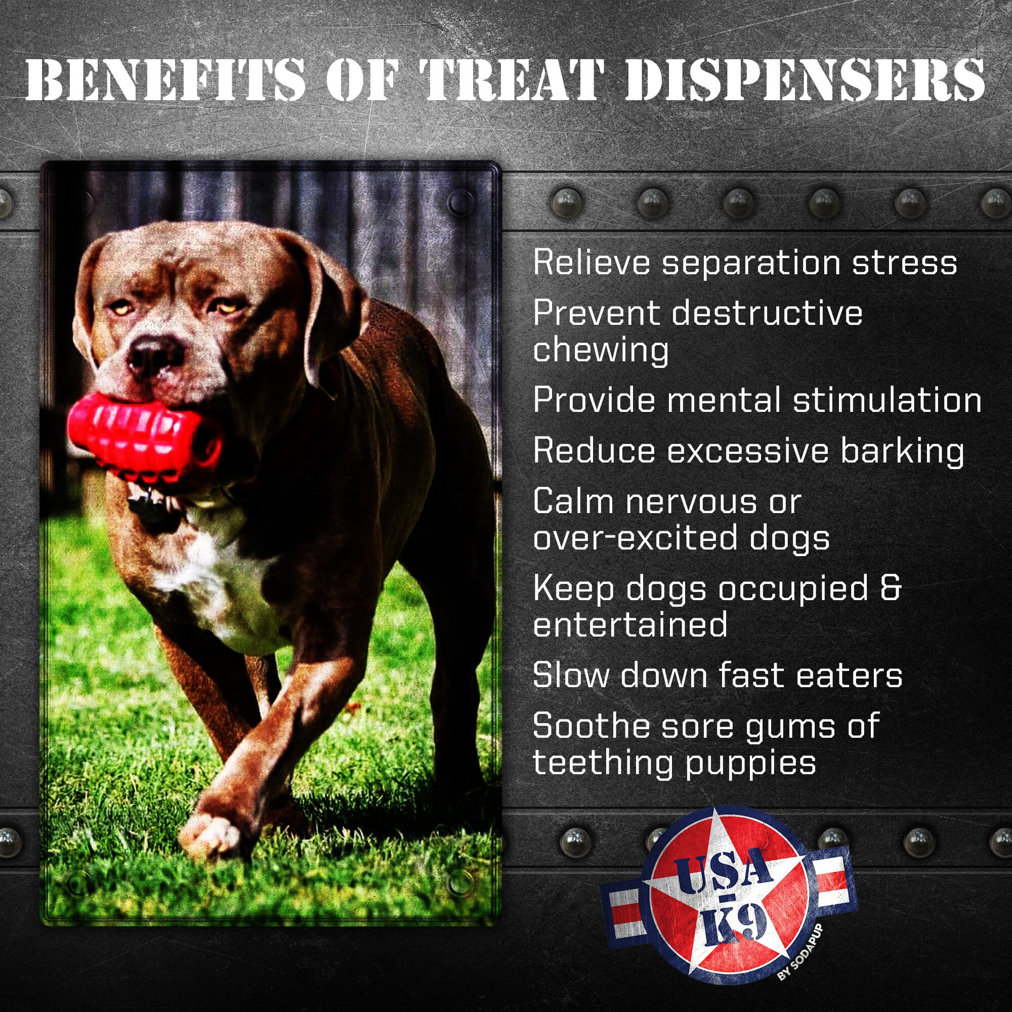USA-K9 Grenade Shaped eDispenser Durable Dog Chew Toy & Treat Dispenser - Magnum Black - Elite Pet Collective