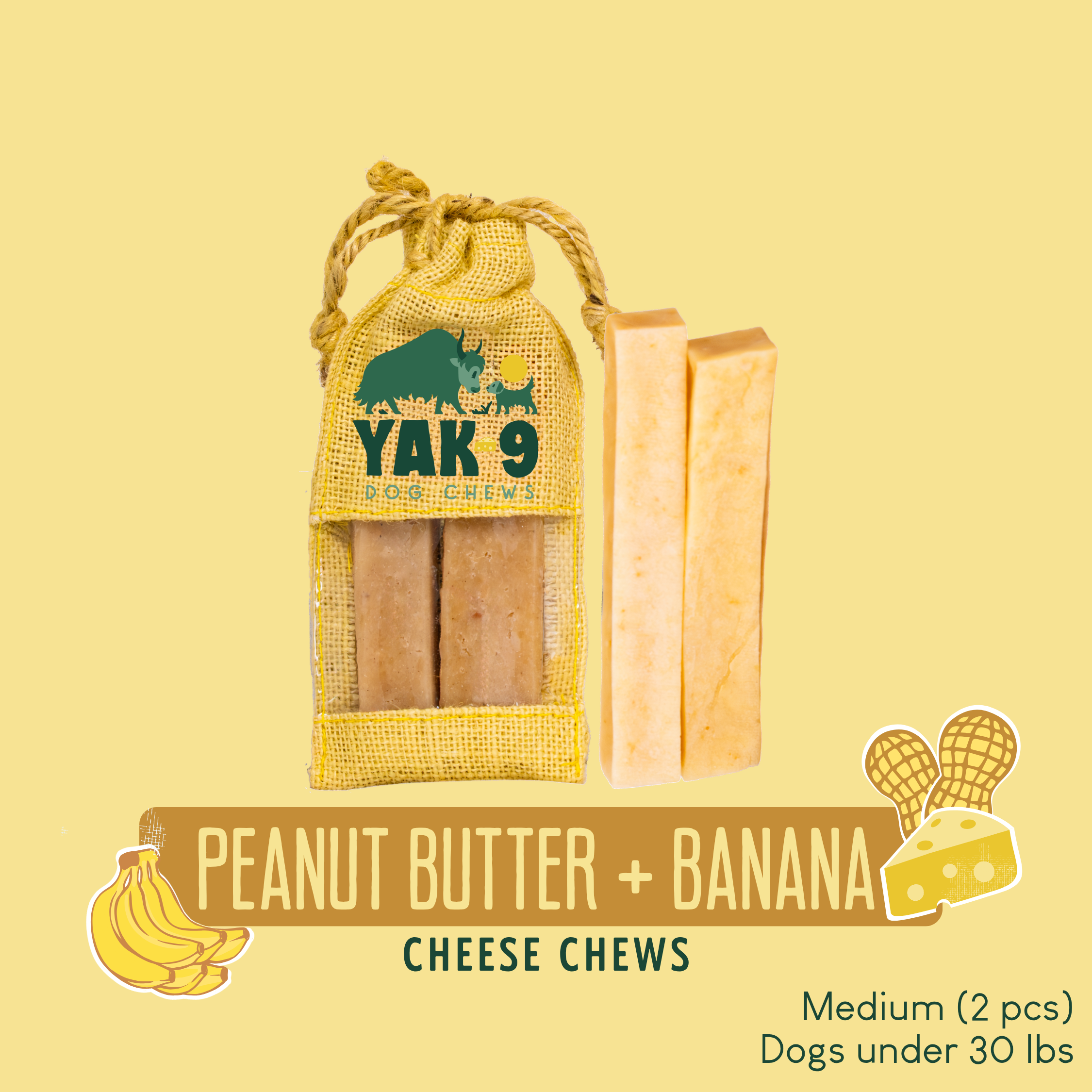 Peanut Butter & Banana Chews for Dogs - Elite Pet Collective