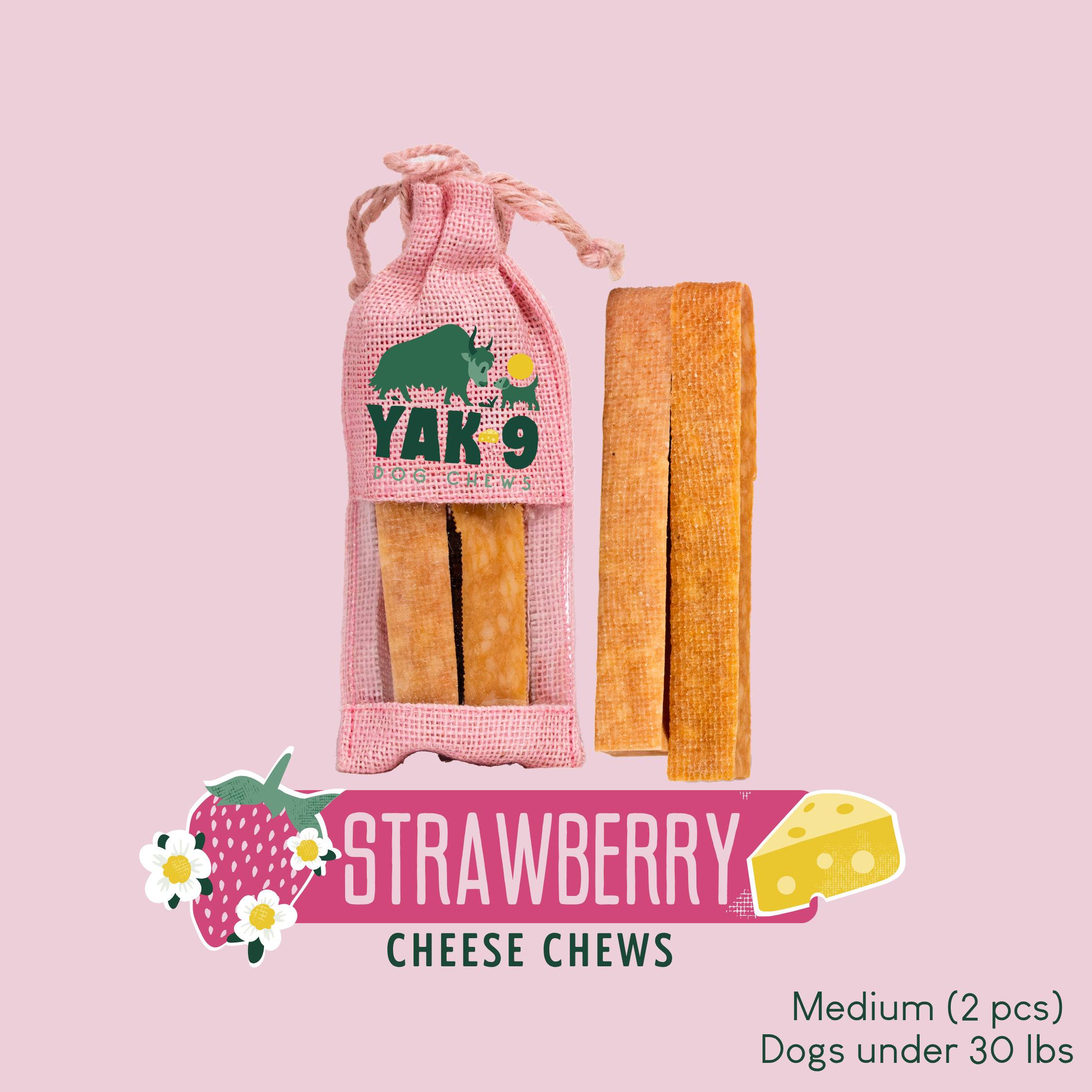 Strawberry Cheese Chews for Dogs - Elite Pet Collective