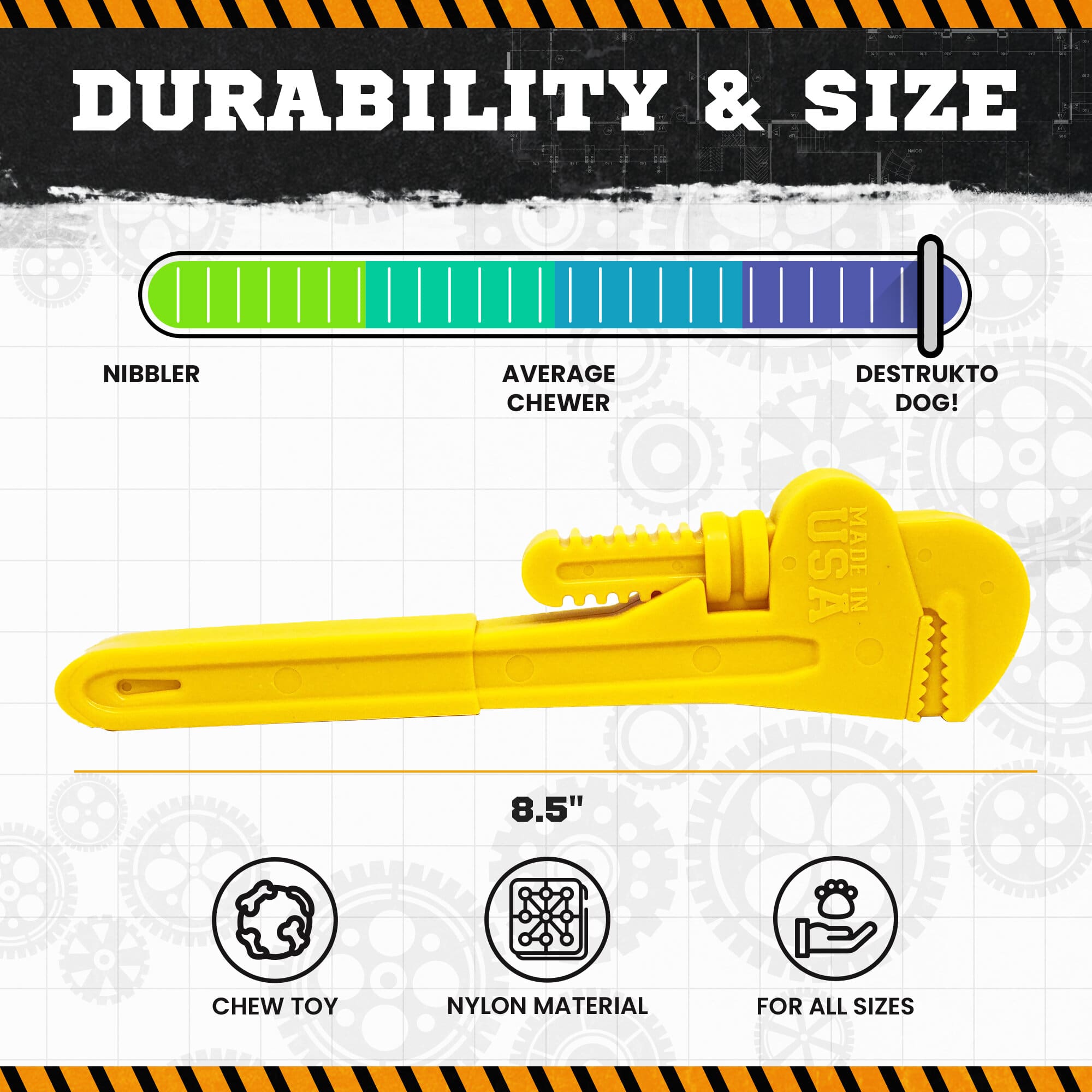 Pipe Wrench Nylon Dog Toy for Aggressive Chewers | USA Made | SodaPup - Elite Pet Collective