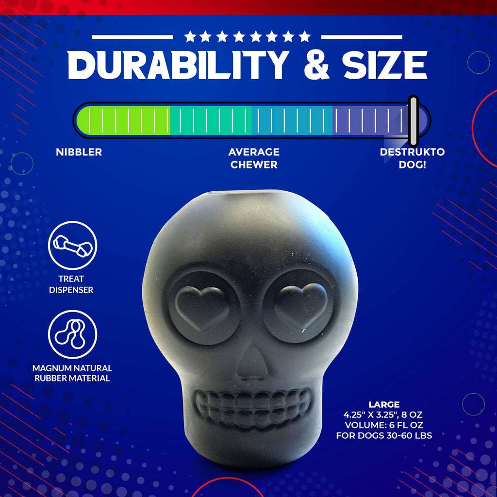 Magnum Sugar Skull Dog Chew Toy & Treat Dispenser - USA Made | SodaPup - Elite Pet Collective