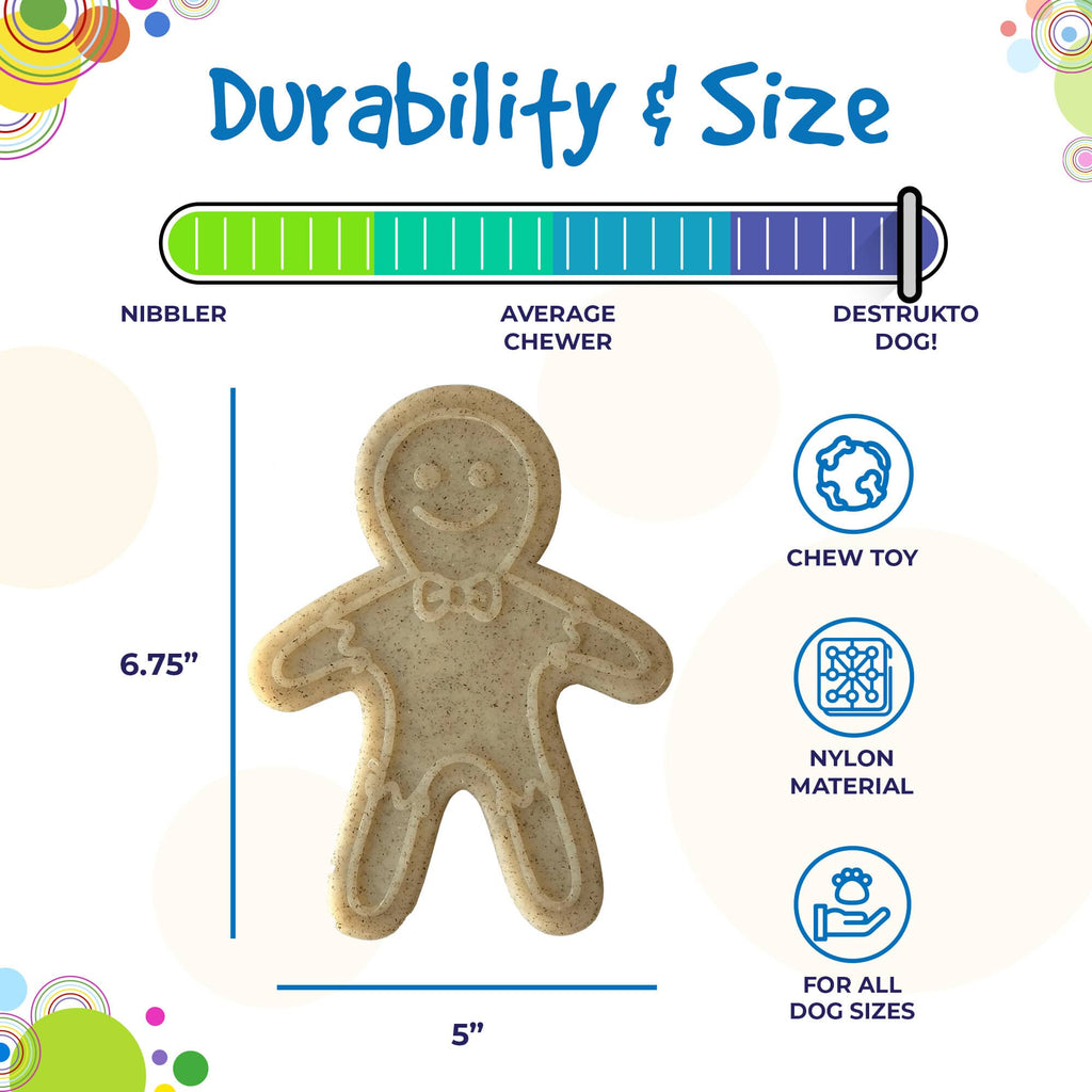 Gingerbread Man Nylon Dog Chew Toy for Aggressive Chewers | USA Made - Elite Pet Collective