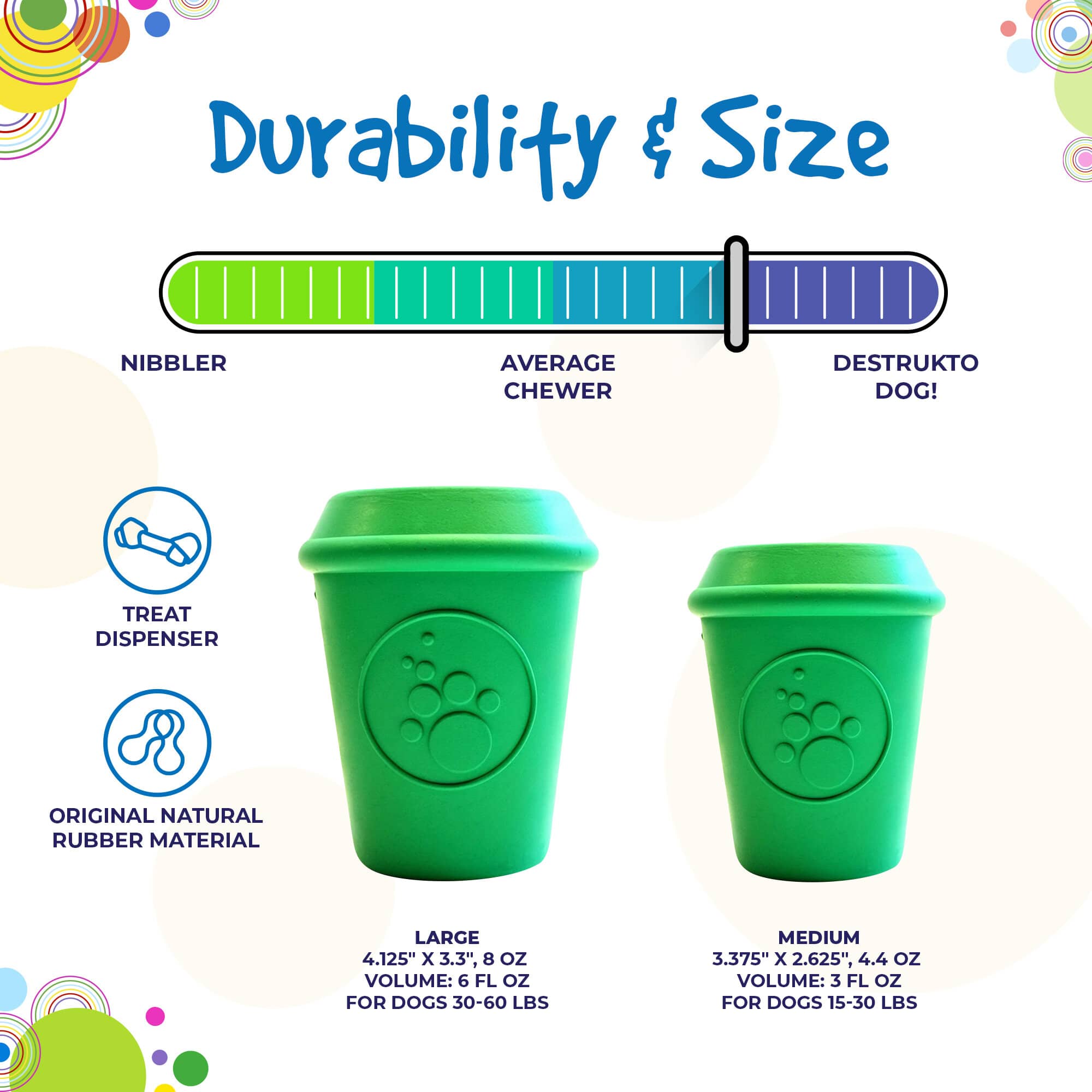 Coffee Cup Rubber Dog Chew Toy for Power Chewers | Treat Dispenser | USA Made - Elite Pet Collective