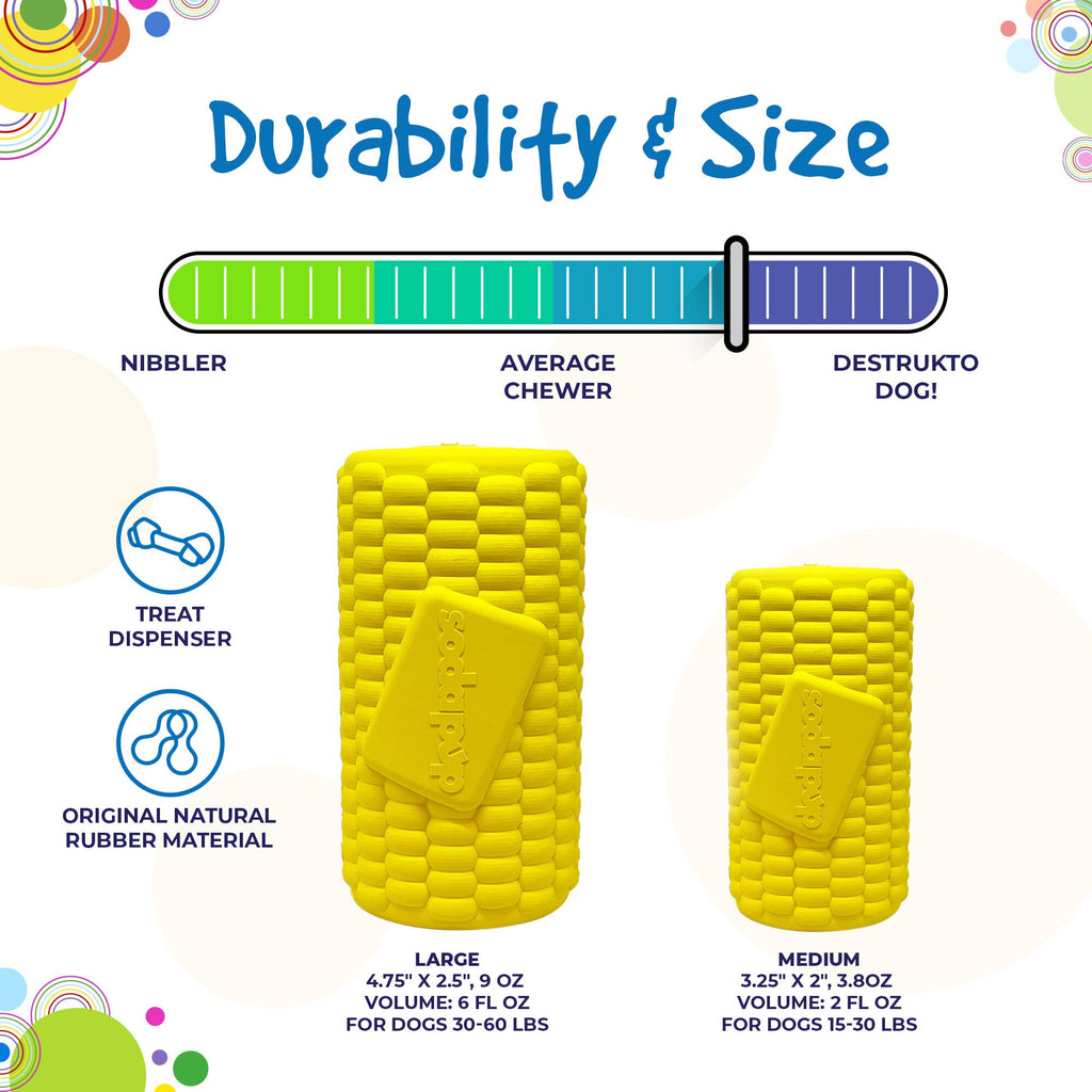 Corn on the Cob Dog Toy - Durable Rubber Treat Dispenser | USA Made - Elite Pet Collective