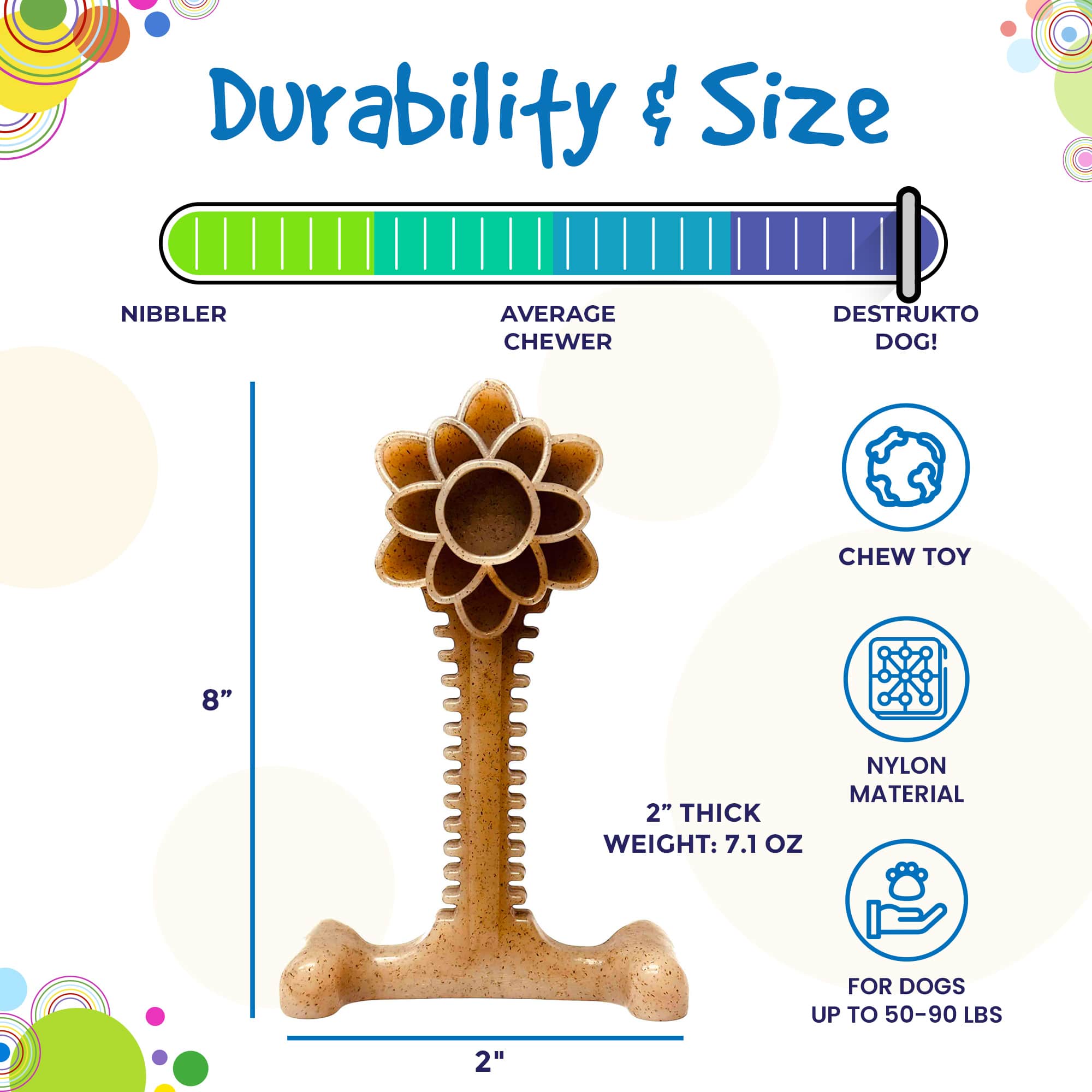 Honey Bone Dental Flower Tower - Indestructible Nylon Dog Chew Toy XL | USA - Elite Pet Collective