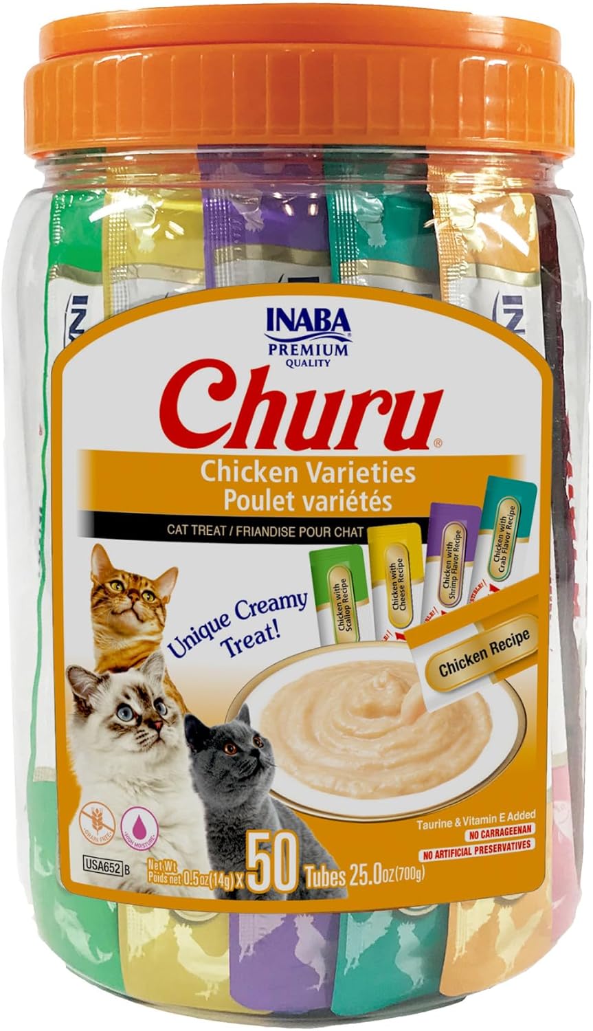 Churu Puree Cat Treats Variety Pack (50ct/0.5oz) - Elite Pet Collective