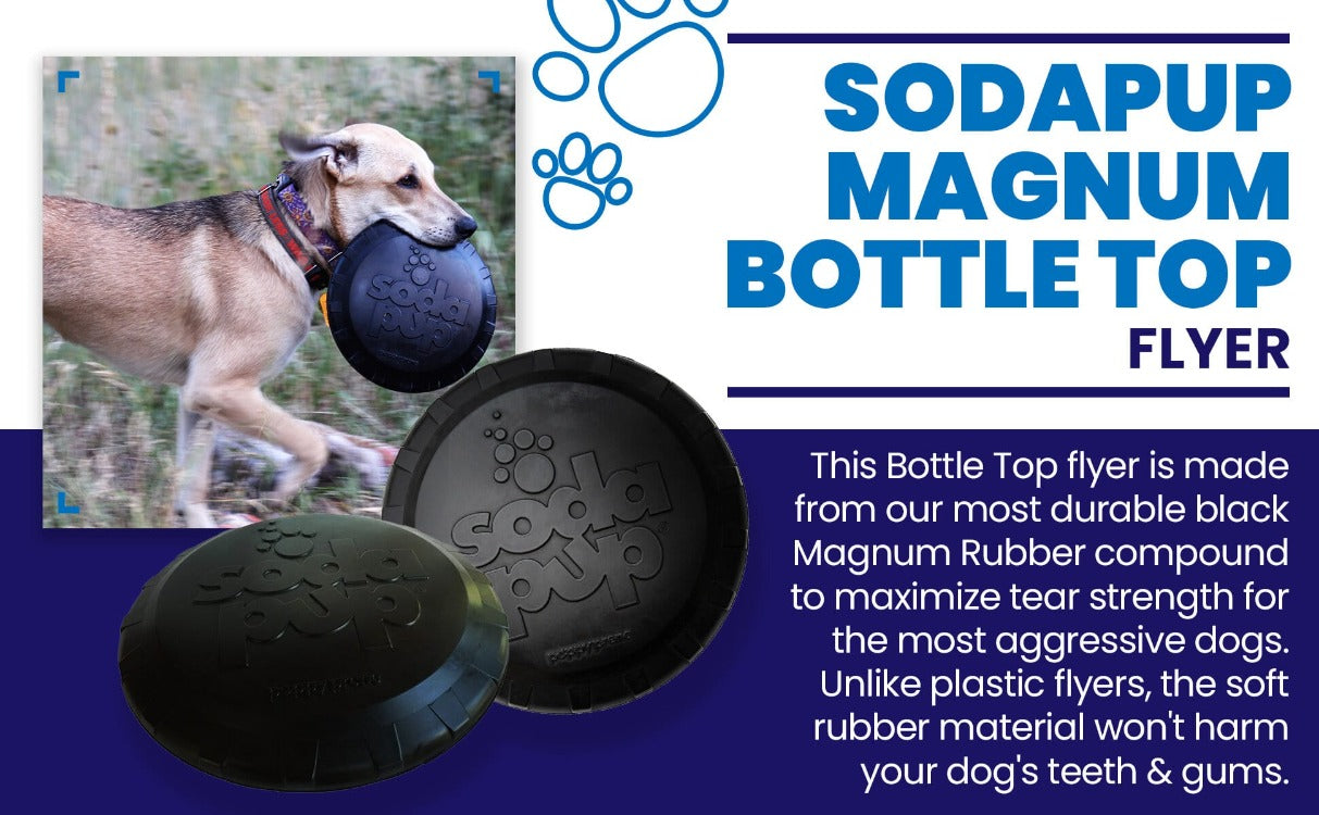 Magnum Bottle Top Flyer Rubber Frisbee for Heavy Chewers | Large | USA Made - Elite Pet Collective