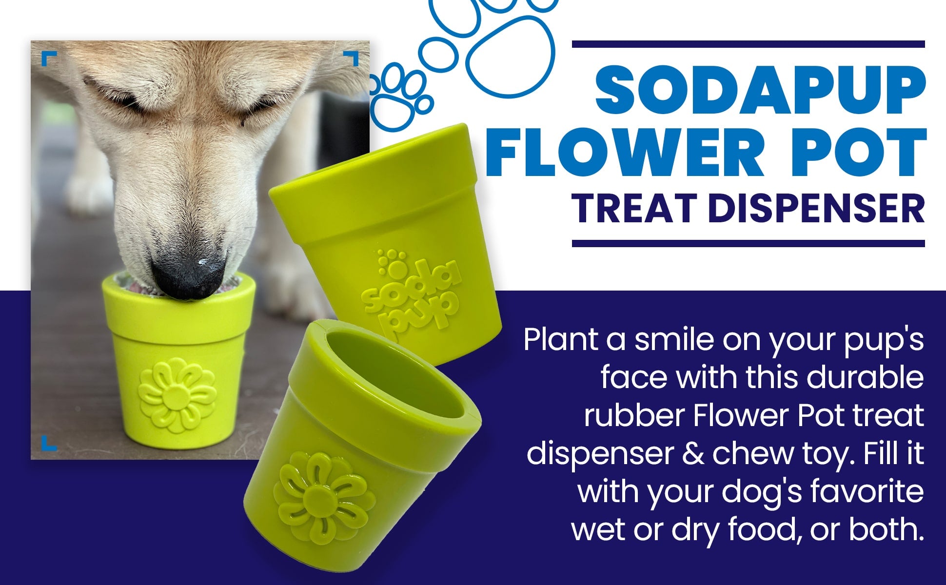 Large Flower Pot eCup Dog Treat Dispenser | Durable USA-Made Enrichment Toy | SodaPup - Elite Pet Collective
