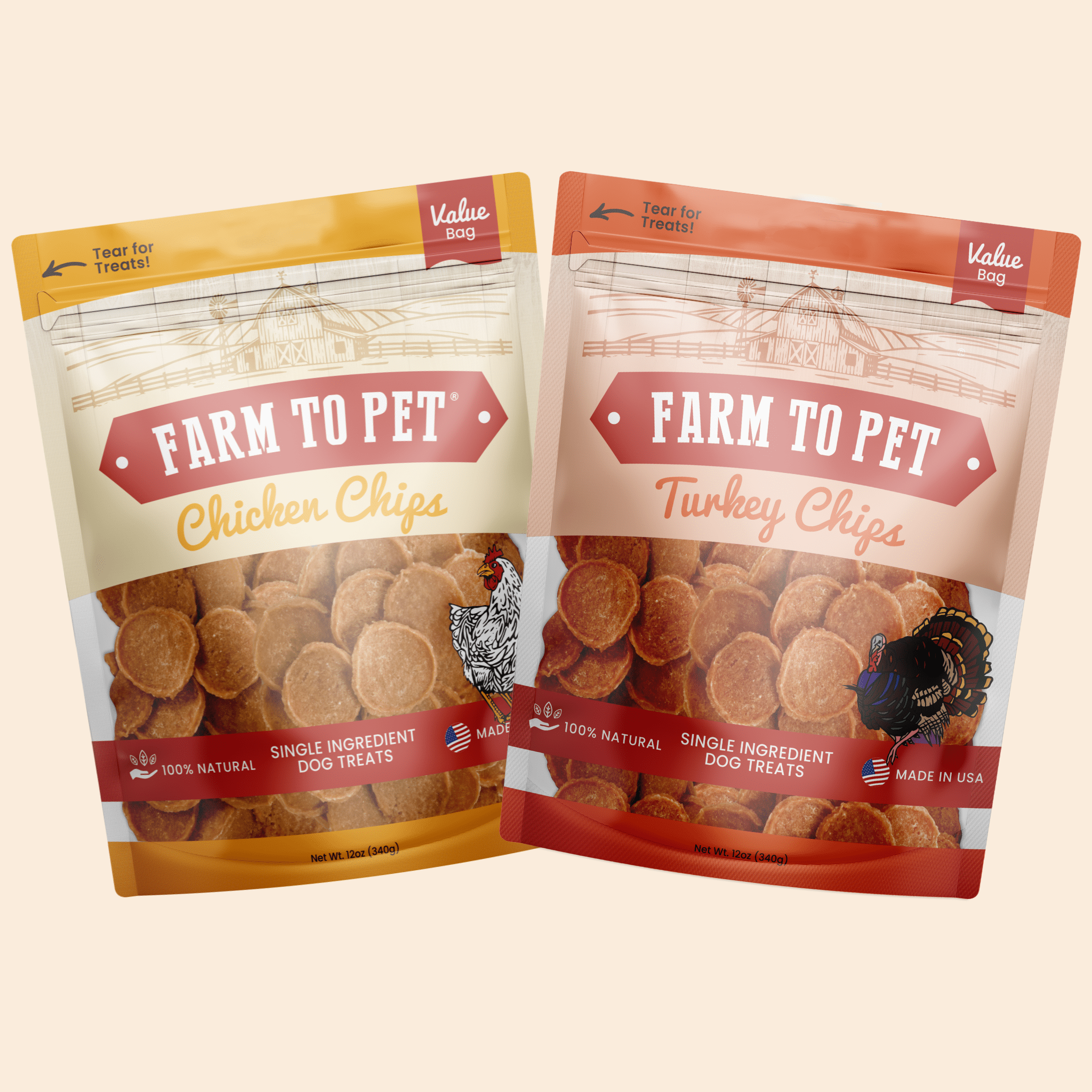 Turkey & Chicken Chips for Dogs Treat Duo | Single-Ingredient Poultry Treats for Dogs - Elite Pet Collective
