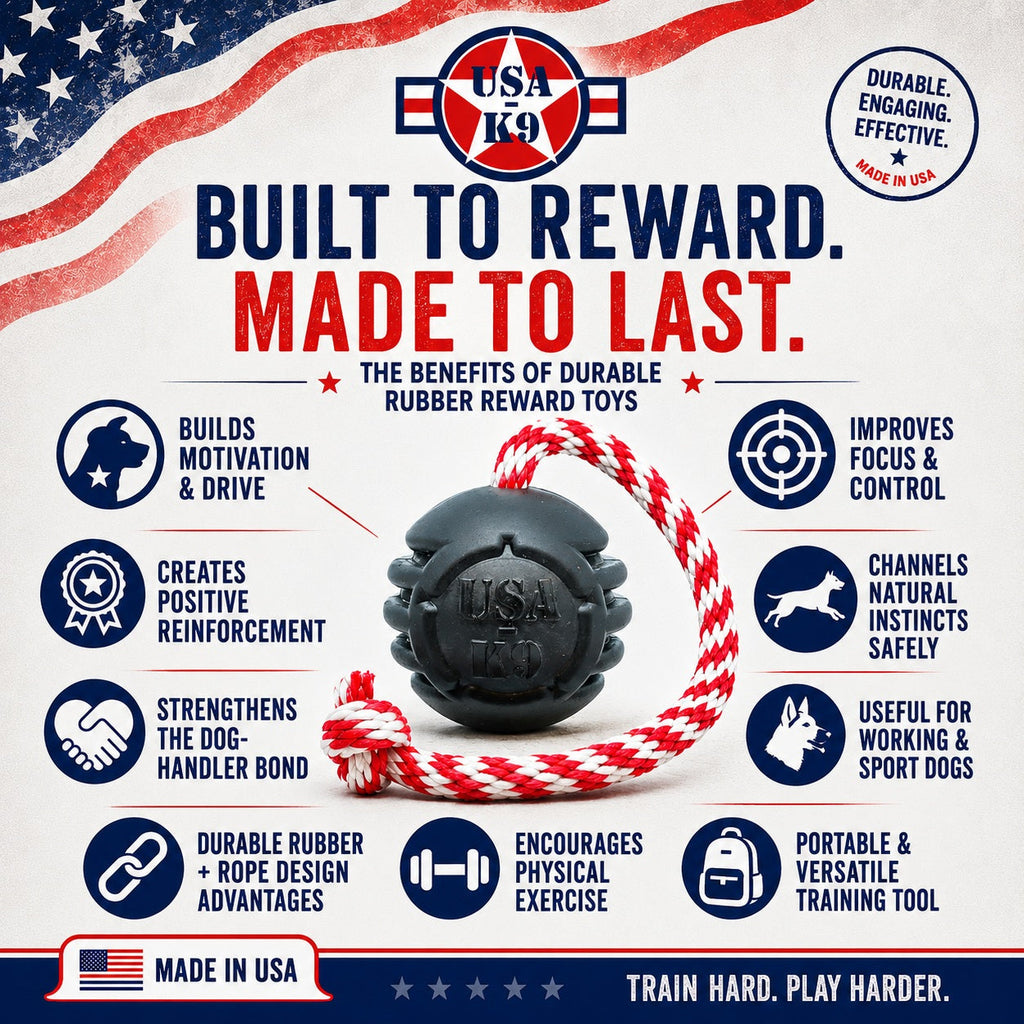 USA-K9 Magnum Stars and Stripes Rubber Dog Toy | K9 Handler Reward Toy | USA Made - Elite Pet Collective