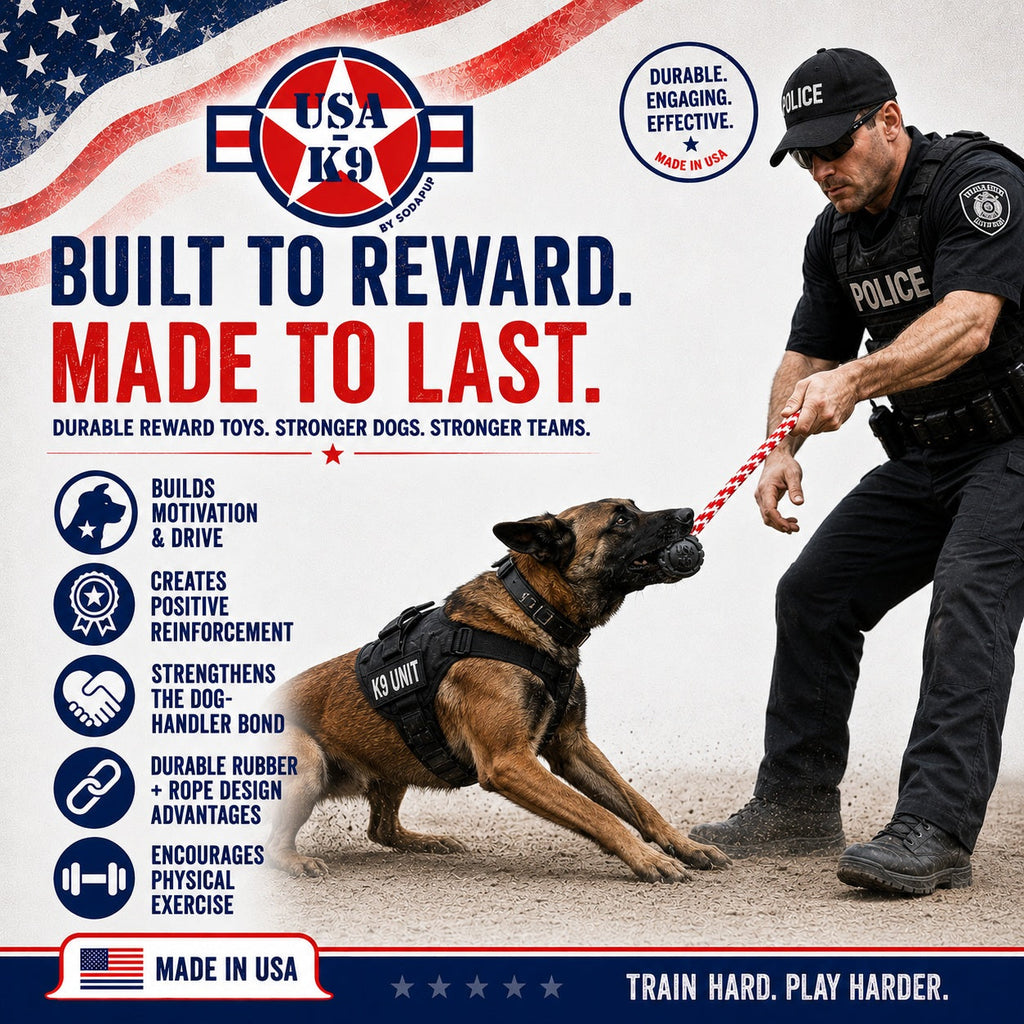USA-K9 Magnum Stars and Stripes Rubber Dog Toy | K9 Handler Reward Toy | USA Made - Elite Pet Collective