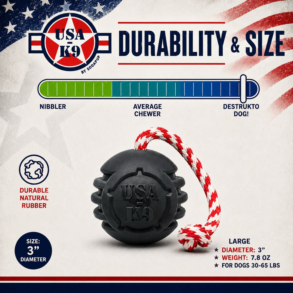 USA-K9 Magnum Stars and Stripes Rubber Dog Toy | K9 Handler Reward Toy | USA Made - Elite Pet Collective