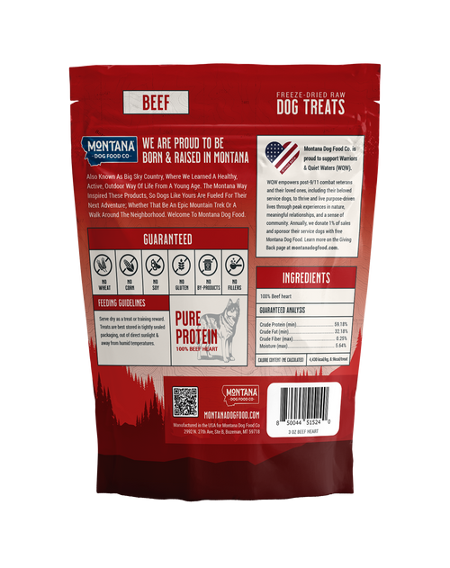 Beef Heart Freeze-dried Raw Trail Snacks (Treats) for Dogs 3oz - Elite Pet Collective