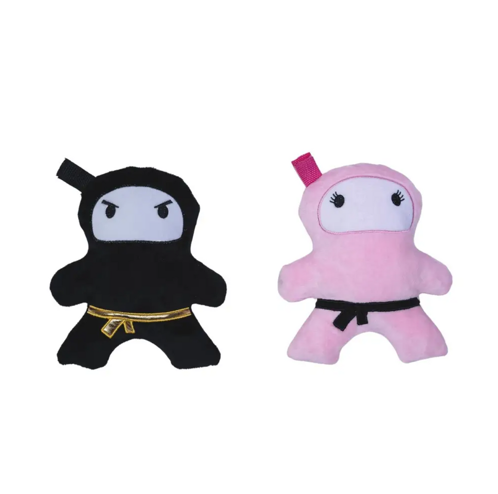 Pink & Black Ninja Love Plush Dog Toy Gift Set – with Squeaker & Crinkle Paper for Fun Play - Elite Pet Collective