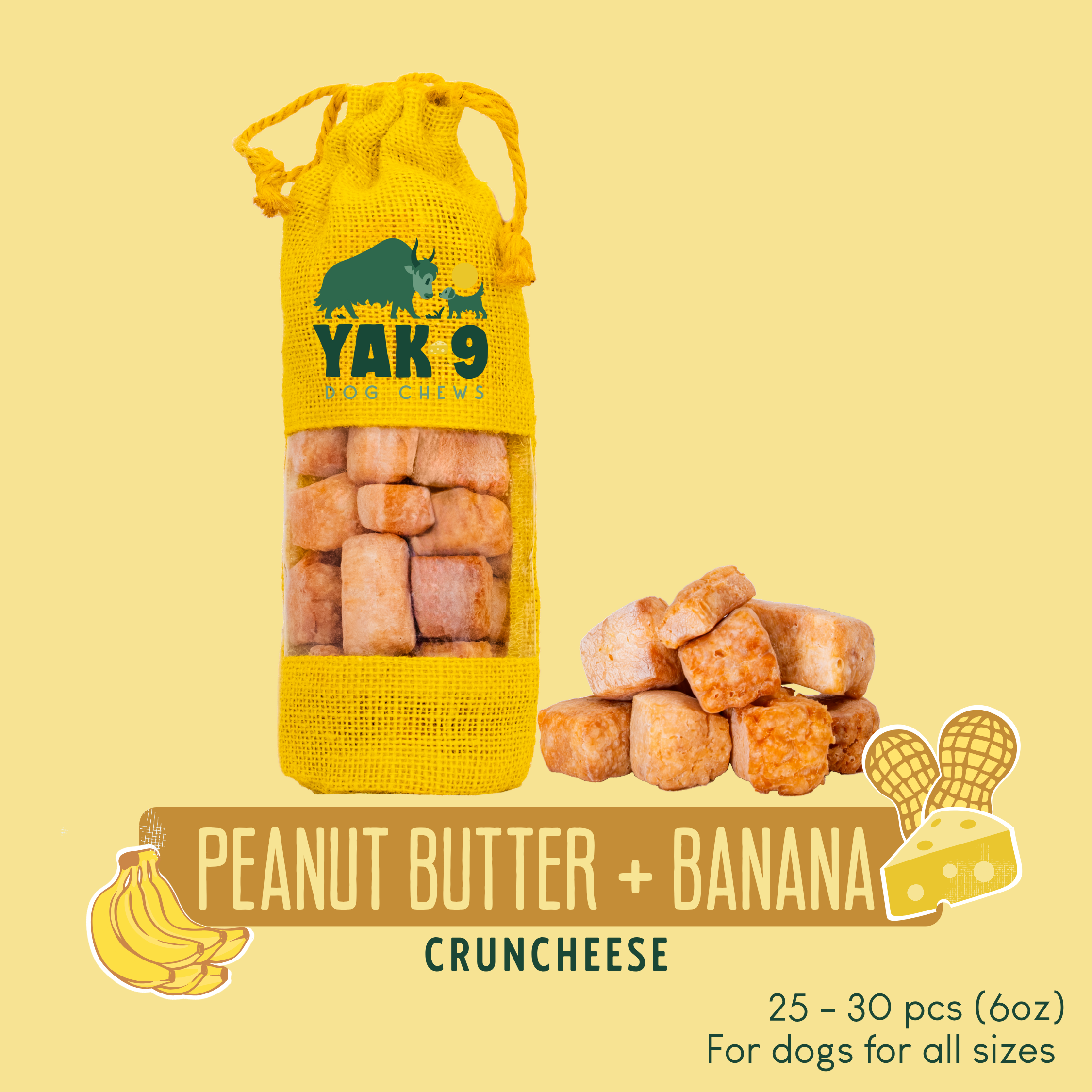 Peanut Butter & Banana Chews for Dogs - Elite Pet Collective