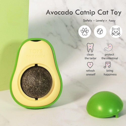 Avocado Wall Ball Cat Toys Edible Licking Balls Snack Healthy Rotatable Treats Toys Kitten Supplies Teeth Cleaning Totaling Catnip Wall Ball Toys - Elite Pet Collective