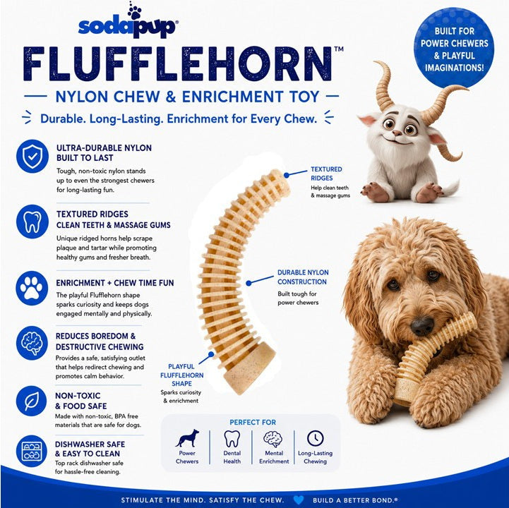 Flufflehorn Dental Antler - Indestructible Nylon Dog Chew Toy XL | USA Made - Elite Pet Collective