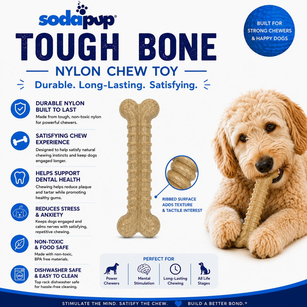 Tough Bone Nylon Chew Bone | Ultra-Durable Dog Toy for Aggressive Chewers | SodaPup - Elite Pet Collective