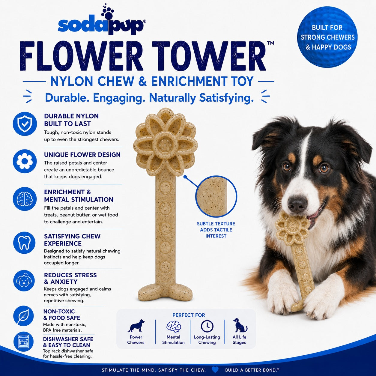 Flower Tower Nylon Chew Toy for Aggressive Chewers - USA Made Enrichment Toy - Elite Pet Collective