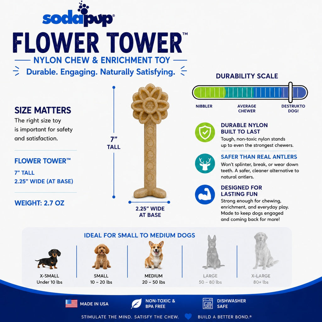 Flower Tower Nylon Chew Toy for Aggressive Chewers - USA Made Enrichment Toy - Elite Pet Collective