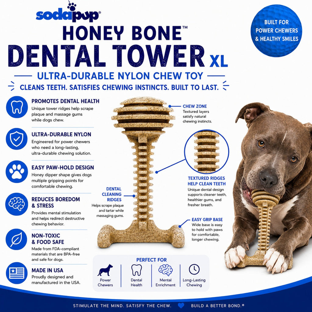 Honey Bone Dental Tower - Indestructible Nylon Dog Chew Toy XL | USA Made - Elite Pet Collective
